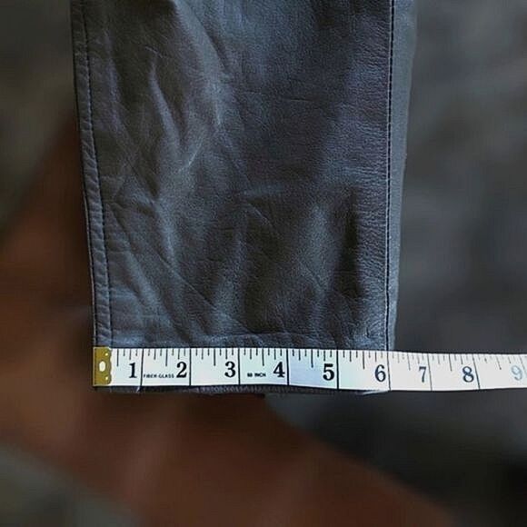 Vtg 80s Carla New York olive cropped leather trousers - Picture 11 of 14